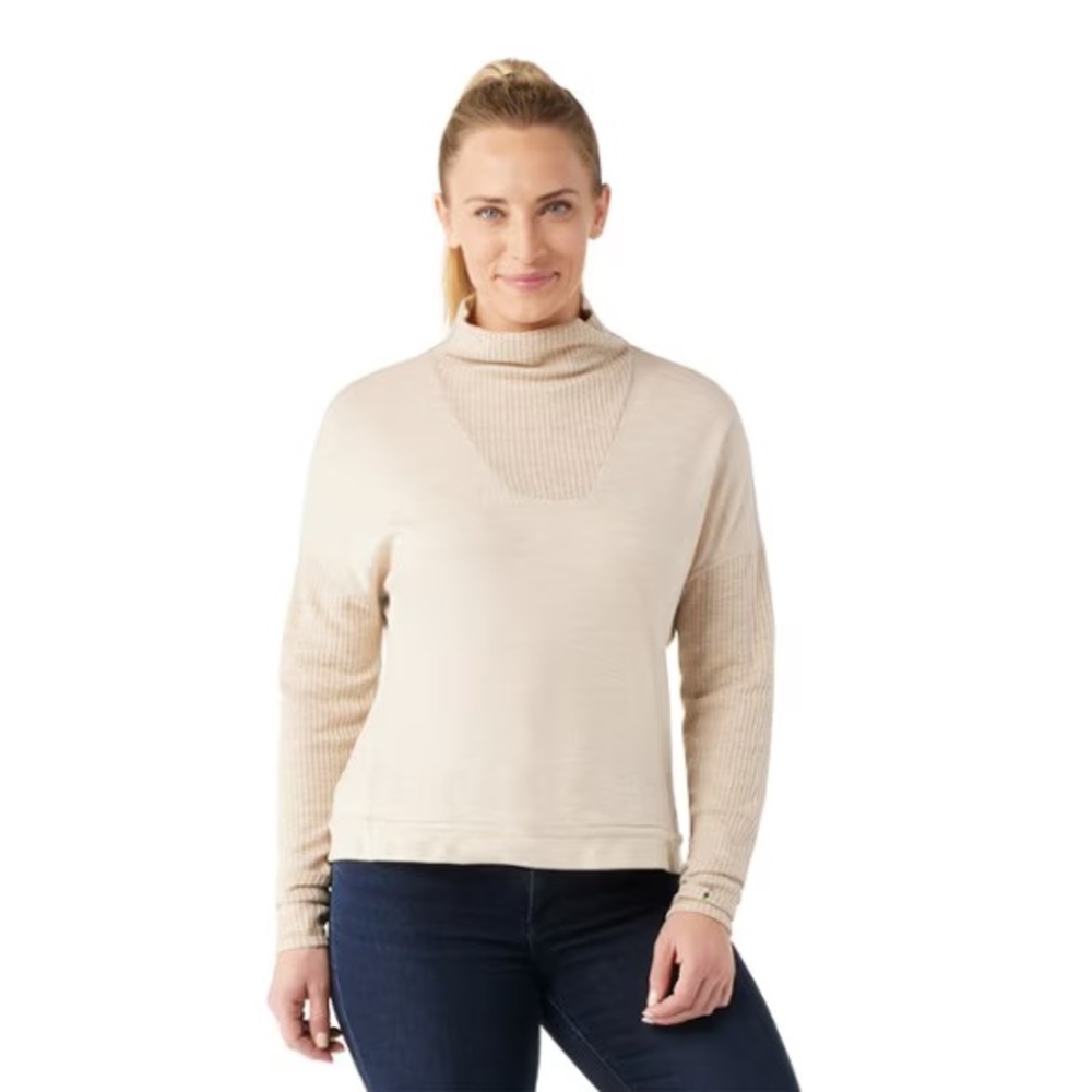 NWT Smartwool Women's Beige Thermal Merino Wool Rib Top XL